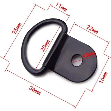 Anneaux D'arrimage à Anneau en D 20 Pièces Anneau d'Arrimage en Acier Inoxydable Anneaux Arrimage pour Remorques Machinerie Lourde Outils Électriques Camping 36x25mm Noir