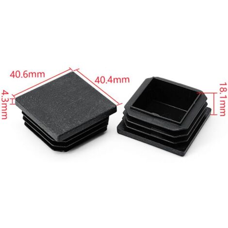 Lot de 12 embouts carrés à lamelles - 40 x 40 mm - Noir - Pour tube carré, produits en métal, chaises, étagères (1/3)