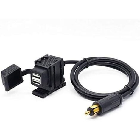 DIN Hella Adaptateur d'alimentation de prise de chargeur USB double moto 2.1A avec câble de 1.8m pour téléphone / iPhone / GPS SatNav (1/3)