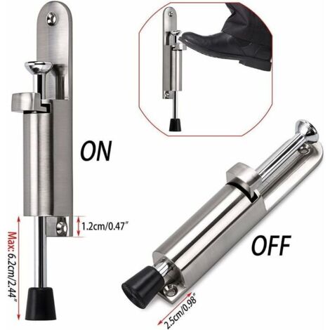 2pcs Arrêt de Porte Support de Porte Butoir Bloque de Porte en Acier Inox avec Caoutchouc (argenté)