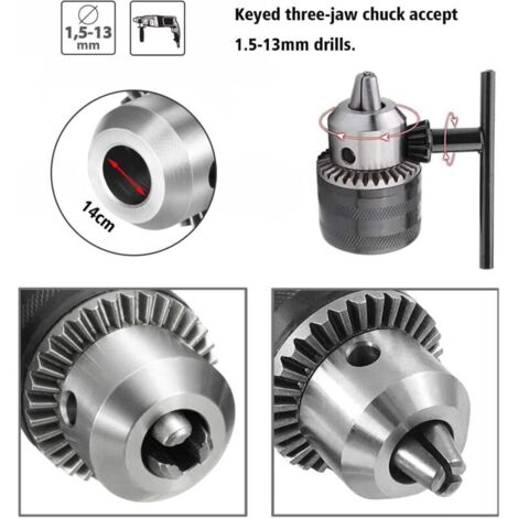 1.5-13mm Mandrin Perceuse 1/2-20 UNF avec Adaptateur SDS plus et clé de Serrage Mandrin de Perceuse Changement Rapide Mandrin Avec Clé Pour Percer Perceuse Électrique Conversion (1/3)