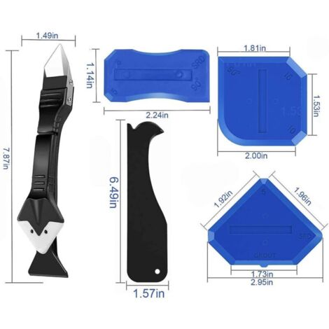 Buse de calfeutrage en Silicone 3 en 1 (acier inoxydable), grattoir, outil de finition de calfeutrage, réutilisable, 5 embouts, excellent outil (1/3)