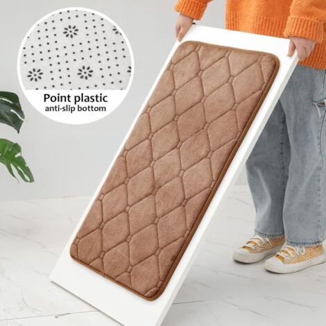 Grand tapis de bain absorbant 100 % coton polyester pour baignoire, cuisine, salle de bain (marron, 40 x 60 cm) (1/3)