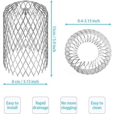 4 Filtres de Gouttière en Aluminium Flexible Diamètre 8cm Grille Grillage Stop Feuille Crapaudine Crépine Pare Feuille Cache Gouttière pour Protéger Gouttière Contre les Feuilles Toiture (1/3)