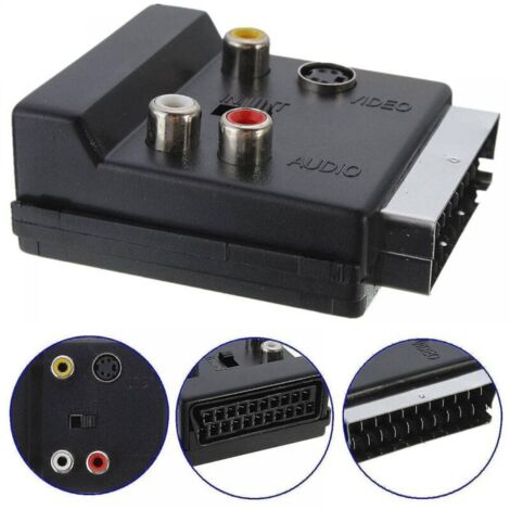 Câble adaptateur audio vidéo péritel 21 broches vers 3 RCA s-vidéo avec bouton entrée/sortie