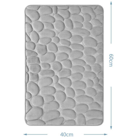 Gris,40 x 60cm, Tapis de Bain Antiderapant en Mousse Mémoiretapis, Absorbant Tapis Salle de Bain Lavable en Machine, Tapis de Douche pour Salle d (1/3)