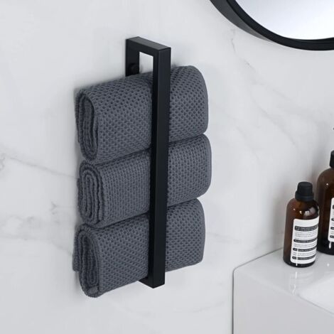 Porte-Serviettes de Salle de Bain sans Perçage Anneau Porte Serviettes Adhésif 30CM, Support Serviettes Noir Mat en Acier Inoxydable 304 Fixé au (1/3)