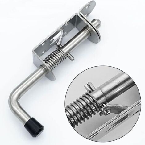 (Paquet de 2) serrure de porte coulissante à ressort en acier inoxydable, facile à installer, serrure de porte et de fenêtre portable (1/3)