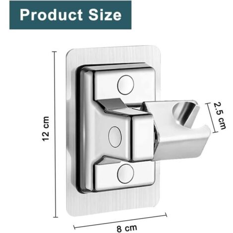 Support Pommeau de Douche, 360° Réglable Support Douche, ABS Plastique Accroche Pommeau de Douche Support Pommeau de Douche sans Percage, Adhésif For (1/2)