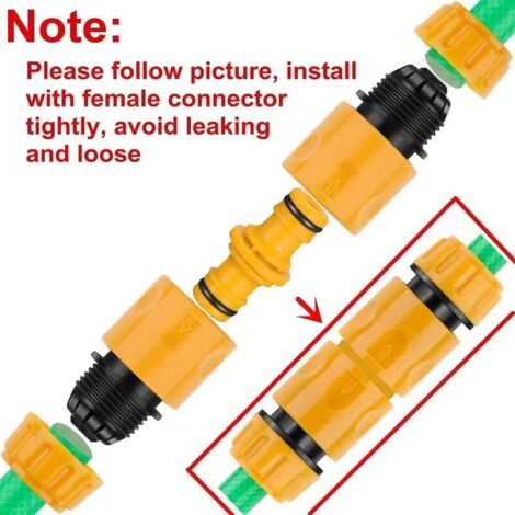 Raccords de tuyau à connecteur Double mâle, 6 pièces, pour joindre le Tube de tuyau d'arrosage (jaune) (1/3)