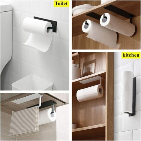 Porte Rouleau Papier Cuisine,Porte-Rouleau de Papier 304 en Acier Inoxydable, sans percage sur Mur Support de Papier en Acier Inoxydable Adhésif 3M Autocollante pour Cuisine Toilettes Bains (1/3)