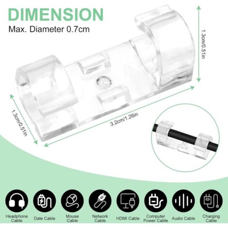 40PCS Clips Câbles, Attache Cable Adhesif Rangement de Accroche Cable Fixation Auto Collant, Clips Câble Organisateur Bureau (1/3)