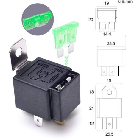 6Pcs 12V 30A Fusible Relais Commutateur Harnais ATO/ATC Lame Fusible, 5 Broches SPST Automobile Relais Électriques avec Fils Robustes 14 AWG (1/3)