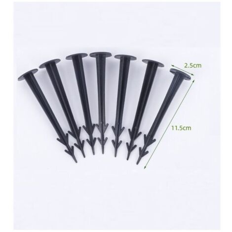 Lot de 100 Piquets d'ancrage en Plastique Noir 12 cm résistants aux UV