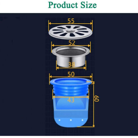 (60 mm, paquet de 2) Siphon de sol réglable en silicone anti-refoulement pour conduits de sol de salle de bain (1/3)