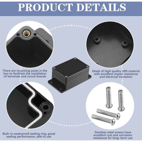 2 PCS Boîtes de Jonction Électriques Étanche Boîtiers Électroniques en Plastique Noir Boîte Dérivation de Connexion de Câblage DIY pour Projet Élect (1/3)