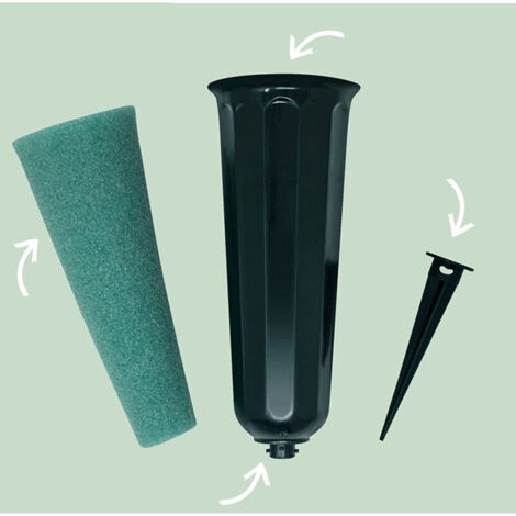 Lot de 2 vases de cimetière avec pointes, vases en plastique pour fleurs, décorations funéraires pour cimetière, porte-fleurs funéraires, vases floraux commémoratifs (vert) (1/3)