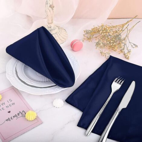 Serviettes de table carrées en tissu de 17 pouces, 20 pièces, serviette en tissu d'imitation de soie haute densité, serviette en Satin en tissu doux et lisse (1/3)