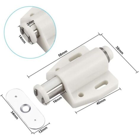 6 PCS Loqueteau Magnétique à Pression Loquet Aimanté en Plastique Loquet Magnétique à Fermeture Douce pour Porte Cabinet Tiroir Placard Coulissante Chambre Cuisine Salle de Bain - Blanc (1/3)