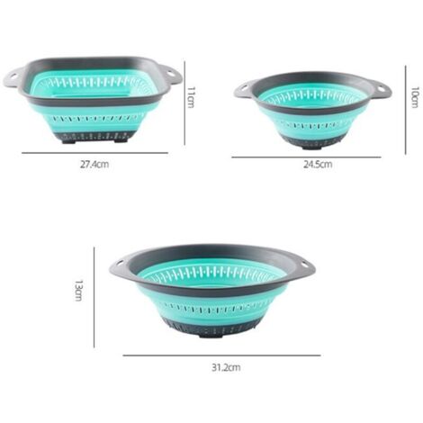 (Vert, lot de 3) panier égouttoir de cuisine pliable, panier de rangement égouttoir multifonctionnel en Silicone pour cuisine (1/3)