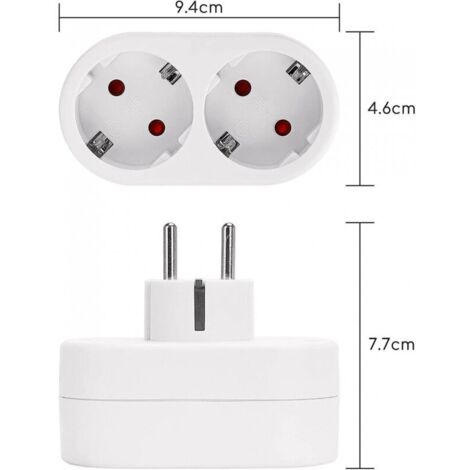 Prises électriques, multiprise murale 2 en 1 avec protection contre les surtensions, 16a, blanc (1/3)