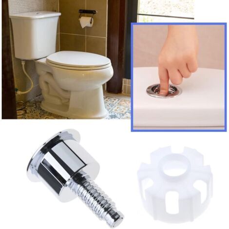 Bouton de Chasse d'eau Double Bouton Poussoir Rond en ABS Chromé Accessoires Remplacement de Toilette pour Salle de Douche Salle de Bain Toilette (1/3)
