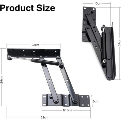 1 Paire De CharnièRe à Ressort De Table Basse 50 Kg/100 Lb, Pliante Table Basse Bureau Ascenseur Cadre De Montage, Antirouille, Durable Et Robuste Po (1/3)