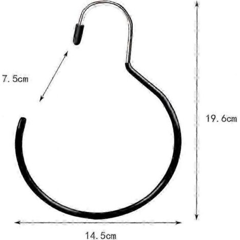 Lot de 5 cintres ronds pour foulards, grande taille, avec crochets, anneaux de suspension, porte-foulard pour cravates, ceintures, chapeaux (noir) (1/3)