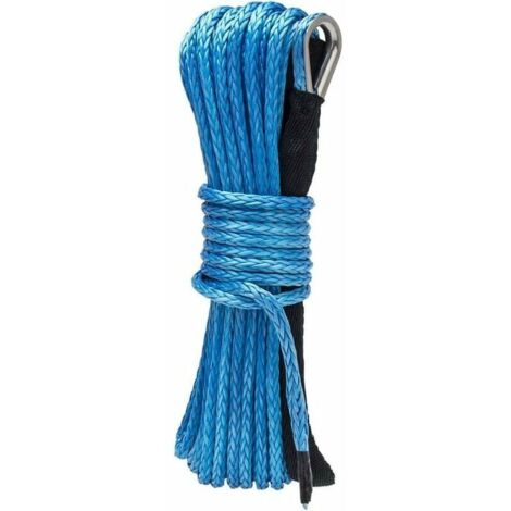 Corde du Treuil Synthétique 6 mmx15 m(1/4quot x 50') Force de Rupture 3400kg (10000 LB) Cble du Treuil Synthétique pour VTT UTV (Bleu) (1/3)