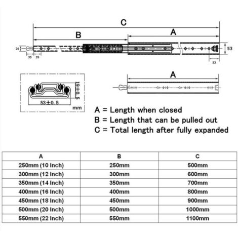 1 Paire Glissières Tiroirs 400mm Industriel Coulisses à Billes avec Fonction de Verrouillage pour Car Étagères Charge 120kg (1/3)