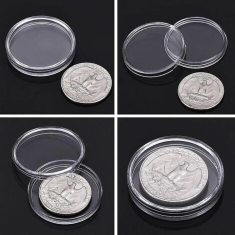 Lot de 100 capsules transparentes pour pièces de monnaie de 30 mm, boîte de rangement transparente pour pièces de collection commémoratives