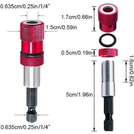 2pcs Porte-Embouts Magnétique avec Butée de Profondeur 1/4 Pouce Mandrin de Tournevis Cloison Sèche Magnétique Embouts de Tournevis à Douille pour Barre de Dégagement Rapide (1/3)