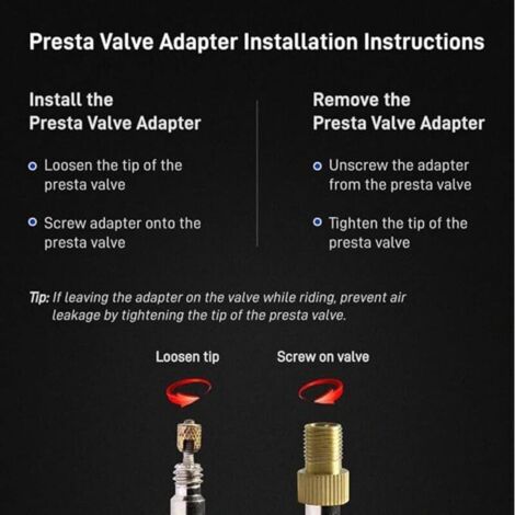 Adaptateur de valve Presta en laiton – Convertit la valve Presta en valve Schrader – Gonfle les pneus à l'aide d'une pompe à vélo standard ou d'un compresseur d'air (lot de 4)