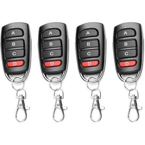 4PCS Telecommande Universelle Portail 433 Mhz, Duplicateur Porte de Garage Telecommande, Telecommande Garage Remplacement Sans Fil à 4 Boutons, Clonage Porte de Garage pour Porte Électrique (1/4)