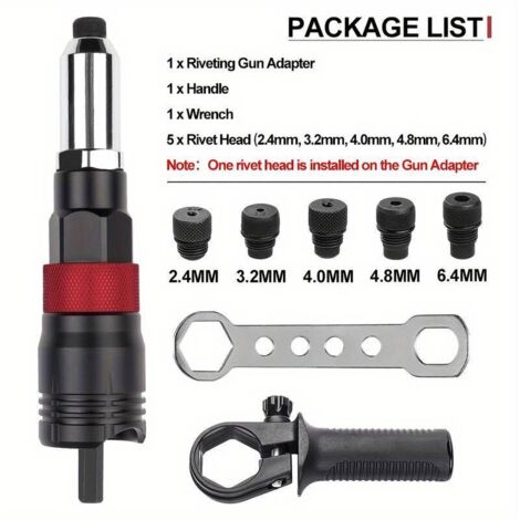 FENOPLASTICAKit de Machine à Riveter Professionnelle Multifonctionnelle 2,4-6,4 mm - Adaptateurs Perçage & Poignées Clés - Idéal pour Bricolage & Atelier Artisans & Bricoleurs