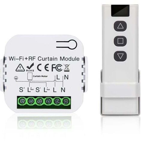 Kit de commande de volet roulant, commande du moteur de volet roulant, télécommande RF + module récepteur, portée jusqu'à 100 m, interrupteur pour volets roulants, stores, auvents (1/4)
