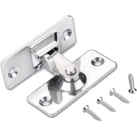 Loquet de serrure de porte à 90 degrés, loquet de verrouillage à angle de sécurité en acier inoxydable pour porte coulissante/poussoir, nickel satiné (1/4)