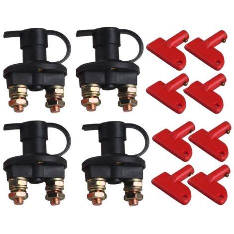 Lot de 4 interrupteurs d'isolement/d'arrêt d'urgence pour batterie de voiture 12V/24V (1/4)