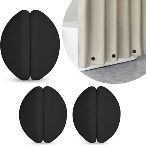 Lot de 6 poids noirs pour rideau de douche, aimants antirouille pour rideau de douche, aimants puissants recouverts de silicone pour empêcher la doublure du rideau de douche de s'envoler avec le vent (1/4)
