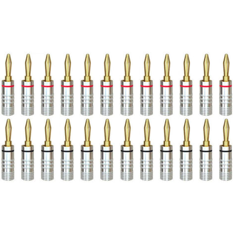 Fiches Banane 12 Paires Connecteurs Haut-Parleur Or 24K à Vis pour Systèmes Audio Maison et Cinéma (1/4)