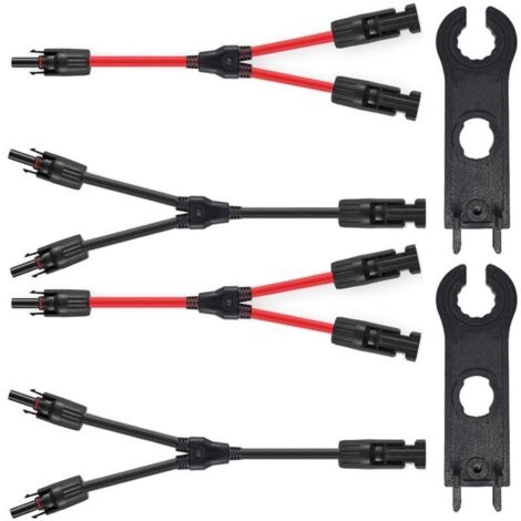 2 Paires de Raccords Y 10 AWG Rouges et Noirs pour Connexion Parallèle de Panneaux Solaires (1/4)