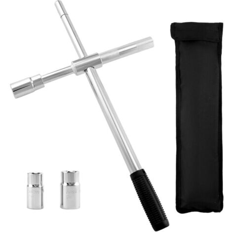 Telescopic Wheel Wrench with Sockets 17/19 mm and 21/23 mm, Cross Wrench for Changing Car Tyres, Extend to 60 cm (1/4)