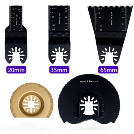 Outil Multifonction Lames 5pcs de Scie Universelle, Lame de scie oscillantes, Oscillant de Libération Rapide, 20/34/65/65/91mm (1/4)