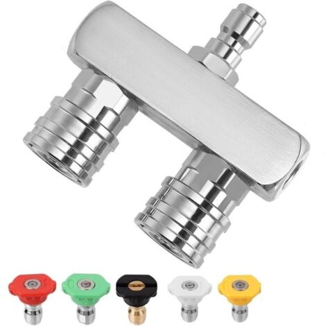 Double Buse Turbo 5000 PSI avec 5 Embouts pour Nettoyeur Haute Pression Ă Raccord Rapide 1/4" (1/4)
