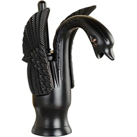 Robinet de lavabo en laiton antique, robinet d'évier de cuisine, mitigeur de lavabo à poignéero, robinet d'eau chaude et à eau froideo, Noir court (1/4)
