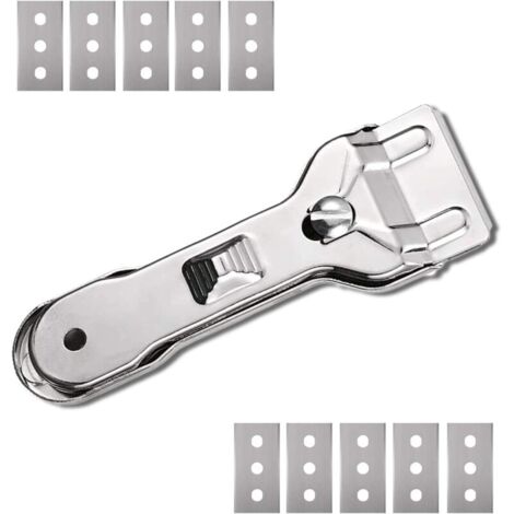 Grattoir en Céramique, un Grattoir de Nettoyage à Double Tranchant avec une lame de Rechange, Utilisé pour enlever les Taches sur les Poêles, le Verre et la Céramique (1/4)