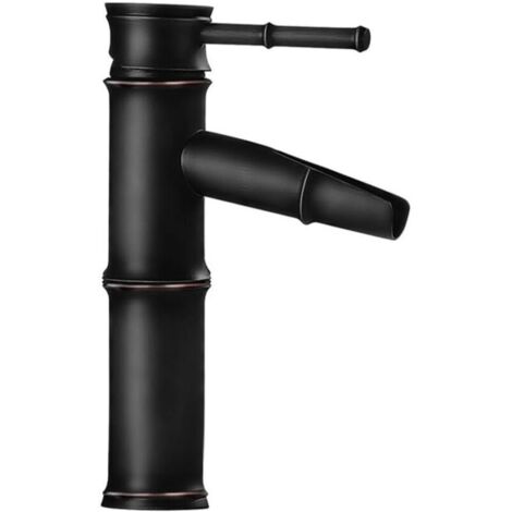 Bathroom Single Handle Faucets Modern Single Hole Bathroom Lavatory Vessel Sink Faucet, robinet d'eau chaude et à eau froideo, (Noir, 2A) (1/4)