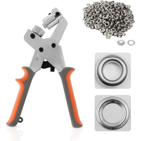 Pince à œillets pour bâche, pince à œillets avec 300 œillets de 10 mm, pince à œillets pour bâche, tissu, cuir, carton, affiches, bannières et plus encore.