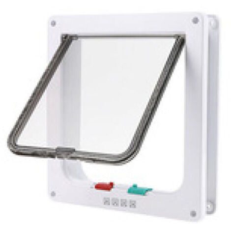 Chatiere Pour Chat Chien Chatière et porte pour animaux Taille L 23.5 x 25.2 x 5.5cm Blanc (1/4)