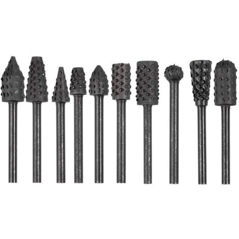 10pcs 1/8 '' Shank Rotary Burr Rape Ensemble En Acier Au Carbone Sculpture Sur Bois Fichier Rape Forets Fit Pour Outils Rotatifs Pour Le Bricolage Du Bois (1/4)